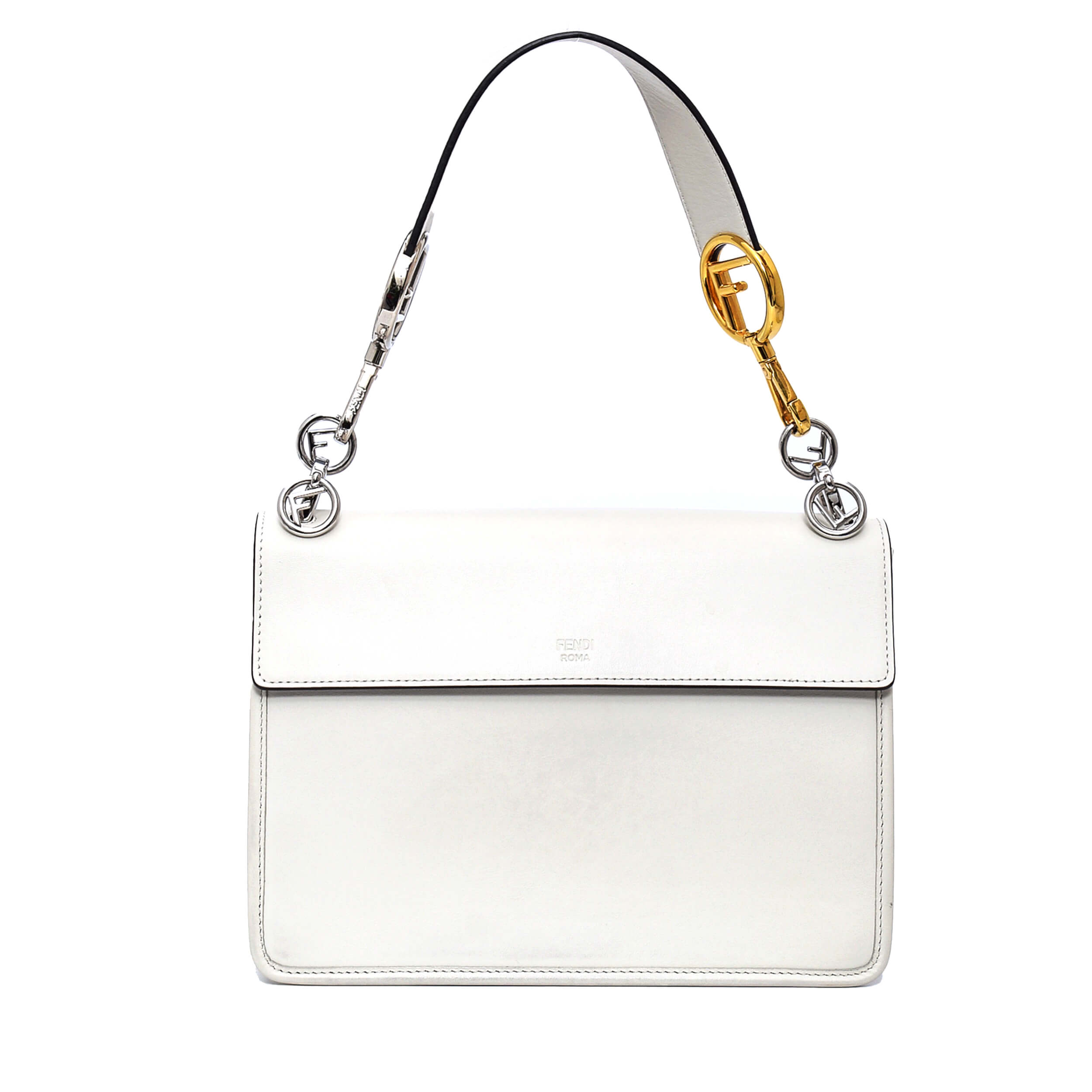 Fendi - White Smooth Leather Medium Kan I F Shoulder Bag